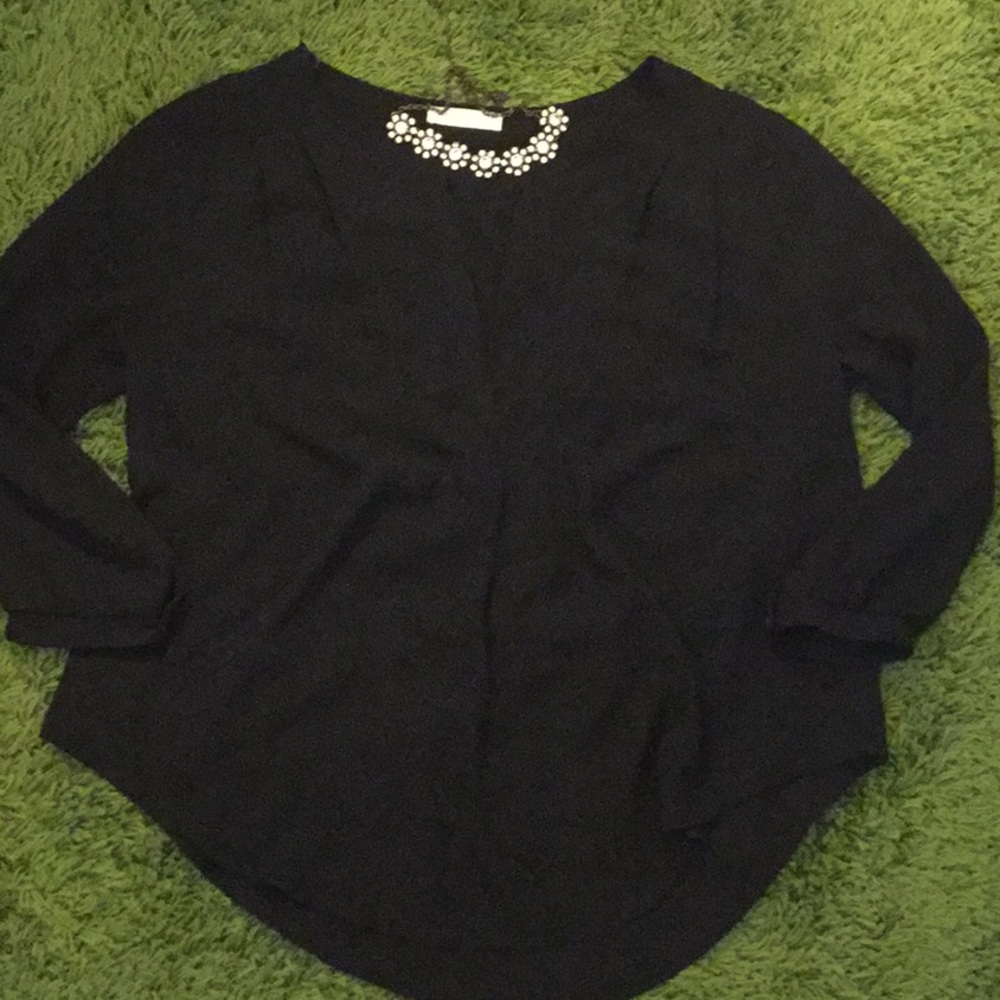 Lush Blouse 3/4 Sleeve Black
